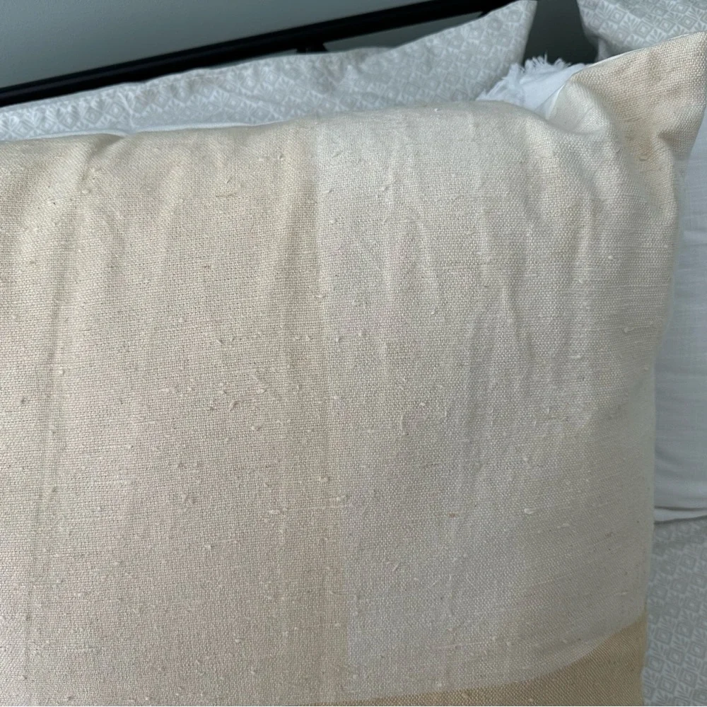 Yellow & White Contrast Linen Throw Pillow- 24 x 24 Threshold - Spring / Summer